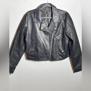 Baccini Women's Black Leather Biker Jacket Large